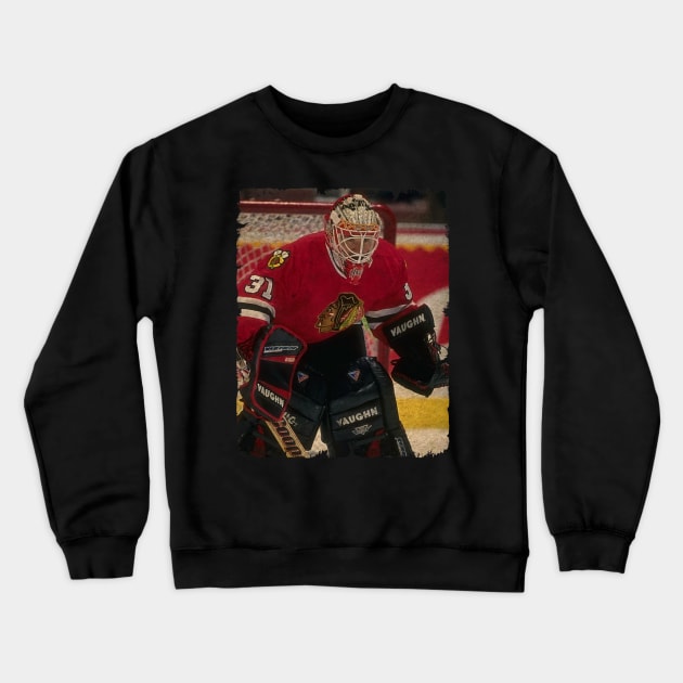 Jeff Hackett, 1995 in Chicago Blackhawks (2.47 GAA) Crewneck Sweatshirt by Momogi Project